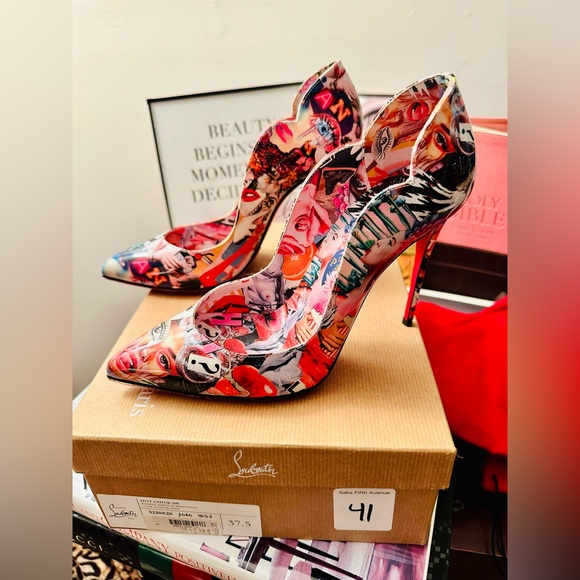 Christian Louboutin Hot Chick 100 Multi Patent 3210828 J646 W53 37.5 - Picture 7 of 8